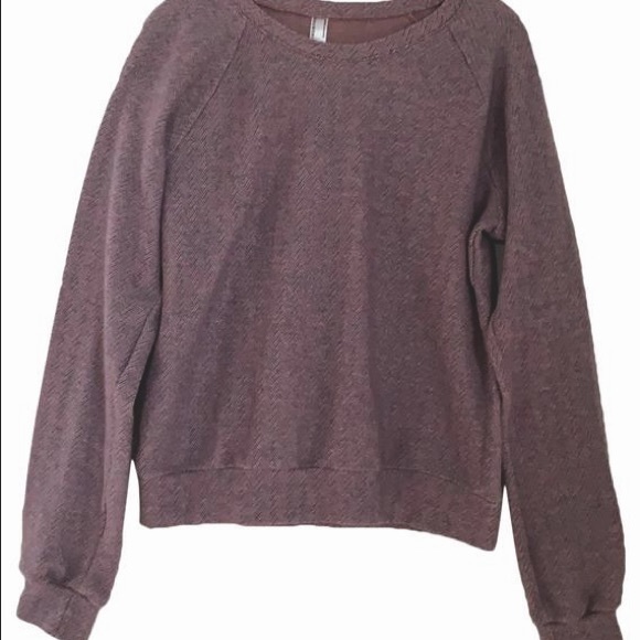 American Apparel Dusty Pink Herringbone Long Sleeve crewneck light sweater - Picture 2 of 10
